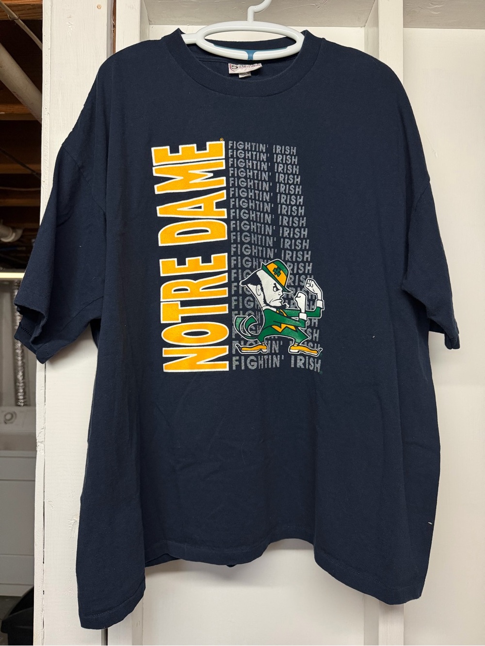 Vintage 90s Notre Dame Fightin' Irish Navy Graphic Tee Size 2X Great Condition